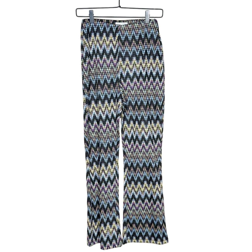 Urban Outfitters Cara High Waisted Kick Flare Pants Zig Zag Size Medium NEW